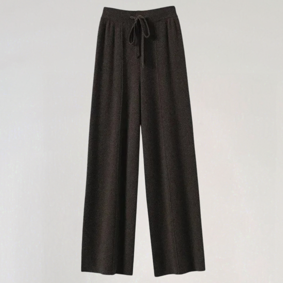 Women’s Cashmere Wide-Leg Knit Pants | High-Waist Lounge Trousers for Winter Comfort & Style