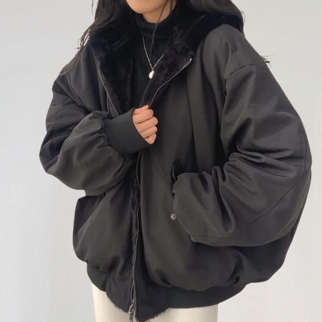 Reversible Teddy Fleece Bomber Jacket | Warm Coat With Hood