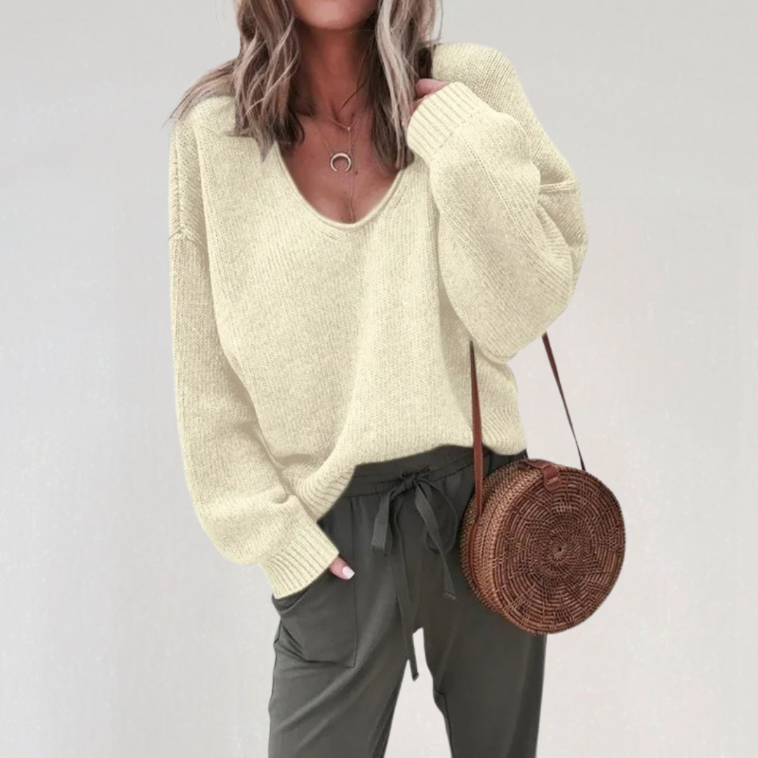 V-Neck Sweater for Women | Cozy Knit Pullover for Fall & Winter Outfits