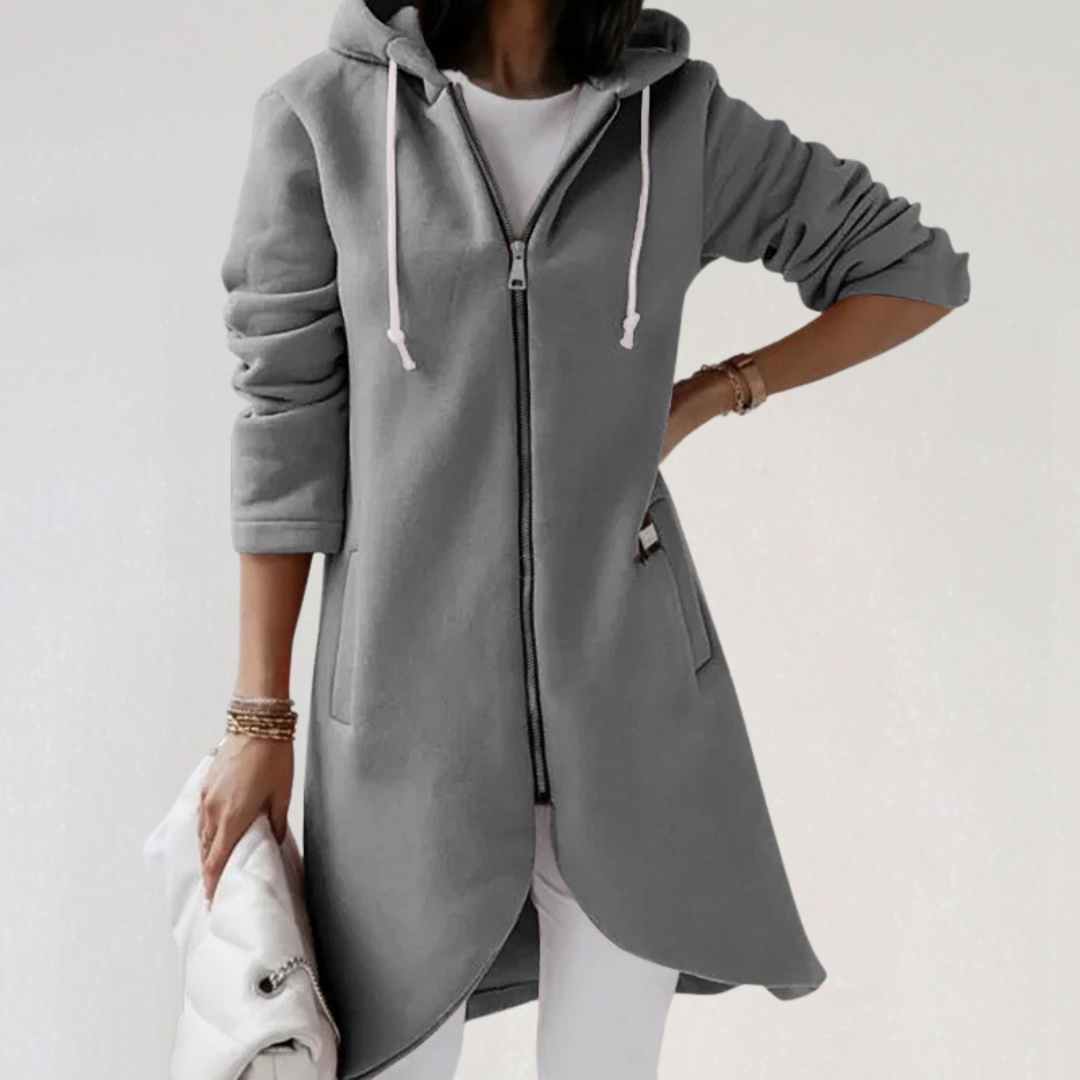 Longline Zip-Up Hoodie Jacket | Sleek Hooded Layering Piece