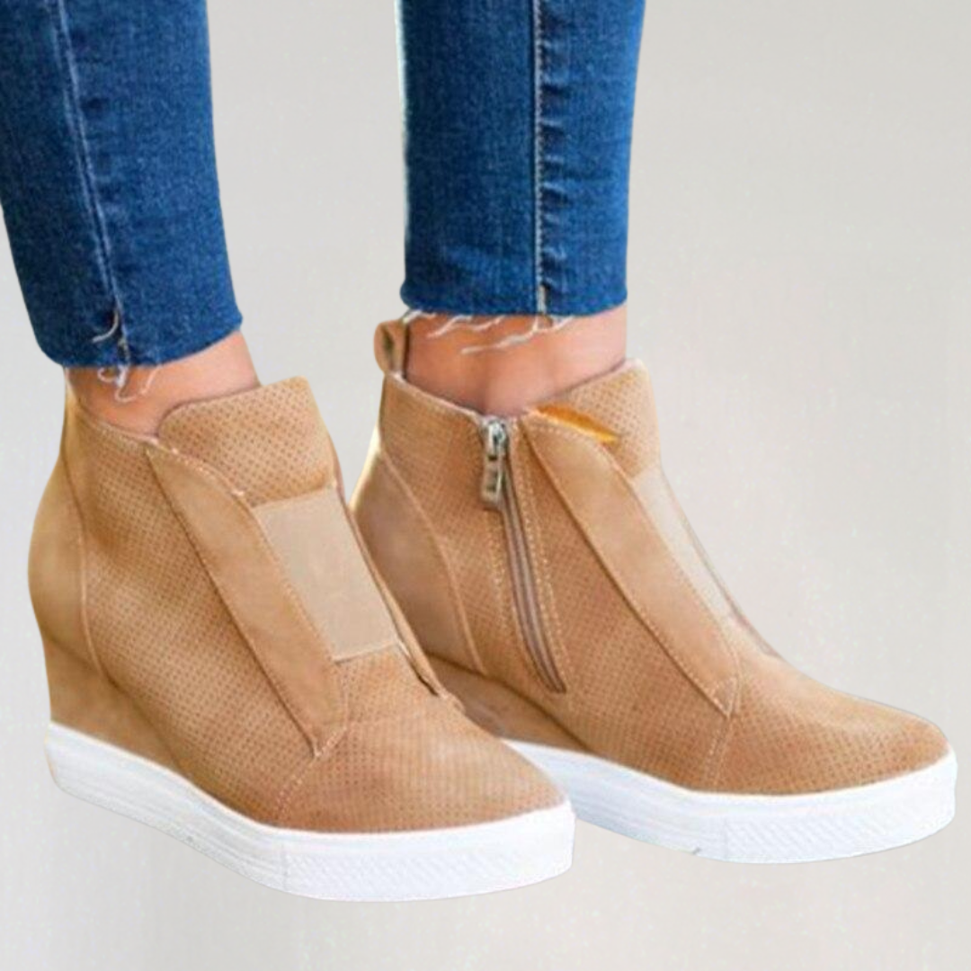 Platform Ankle Boots with Side Zipper | Women's Wedge Sneakers