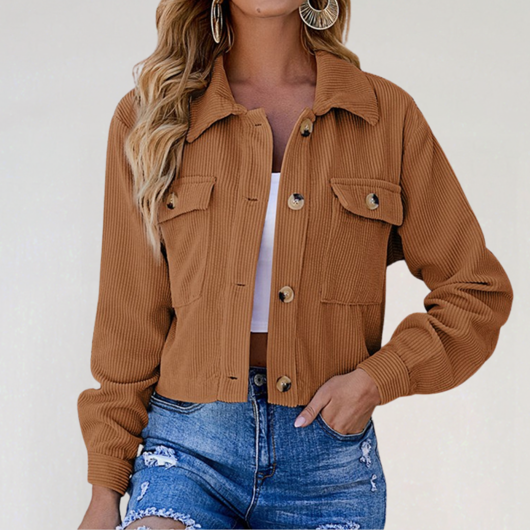 Corduroy Button-Down Jacket with Pockets