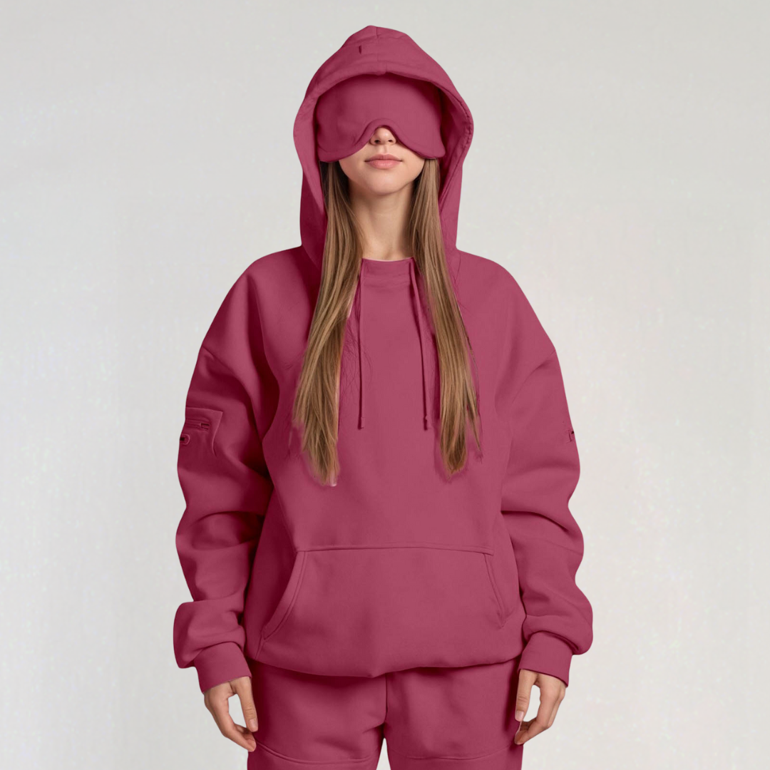 Oversized Hoodie with Built-in Sleep Mask | Cozy Travel Hoodie for Women