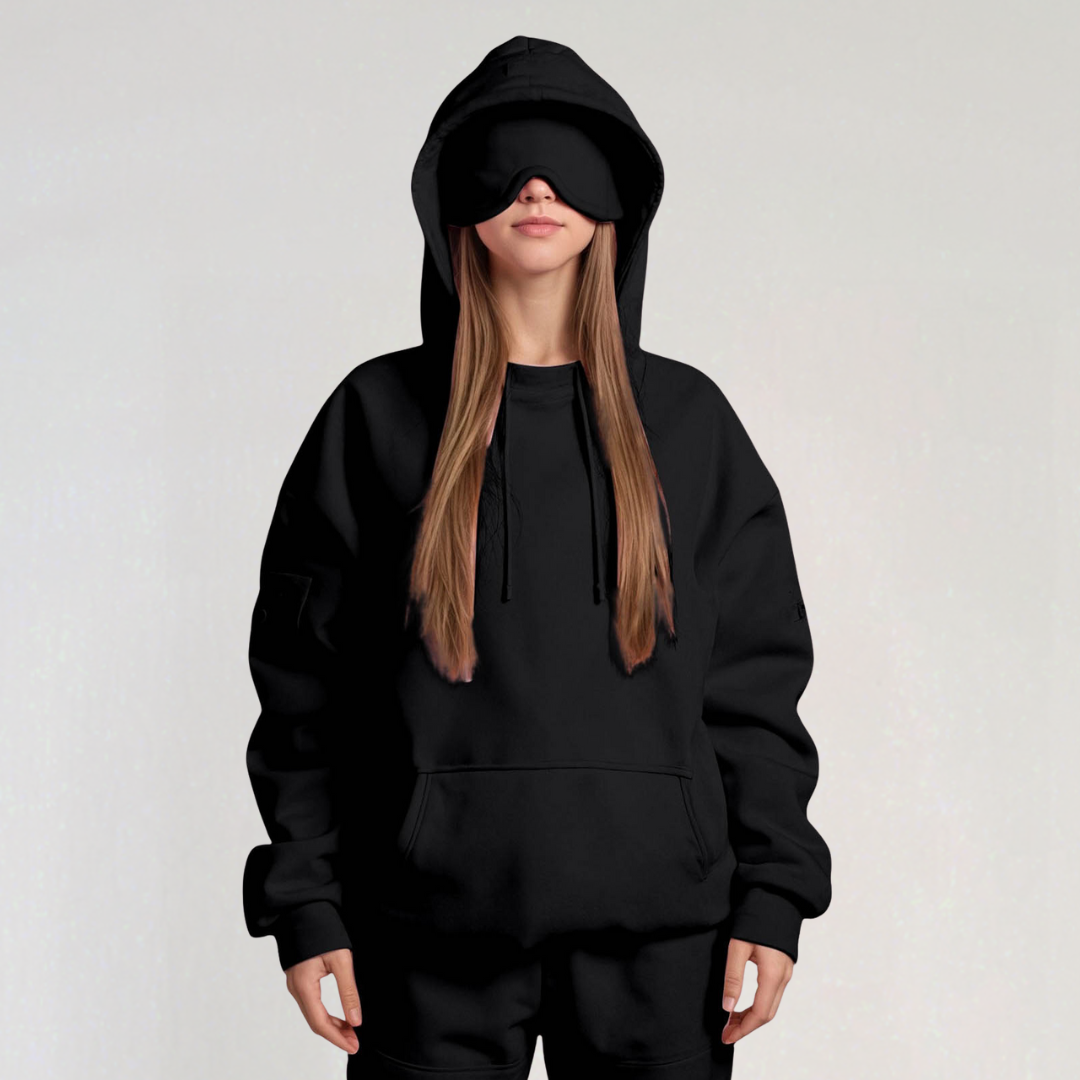 Oversized Hoodie with Built-in Sleep Mask | Cozy Travel Hoodie for Women