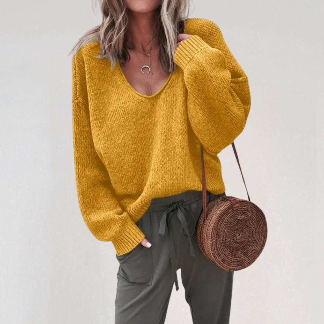 V-Neck Sweater for Women | Cozy Knit Pullover for Fall & Winter Outfits