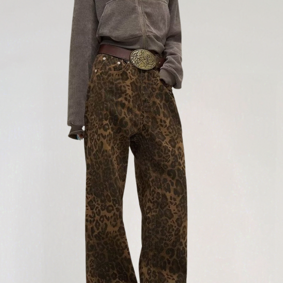 Jeans with Leopard Print for Women