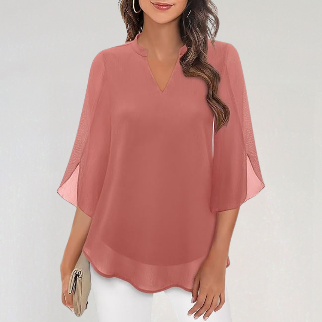 Airy Split Sleeve Chiffon Summer Shirt