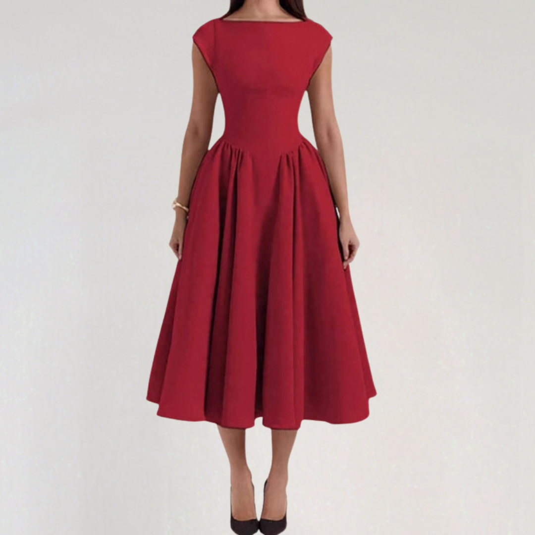 Vintage Elegant A-Line Midi Dress