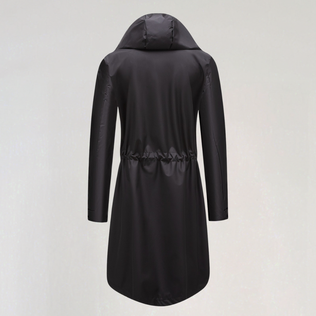 Women's Waterproof Long Raincoat with Hood | Lightweight Trench Jacket for Autumn & Winter