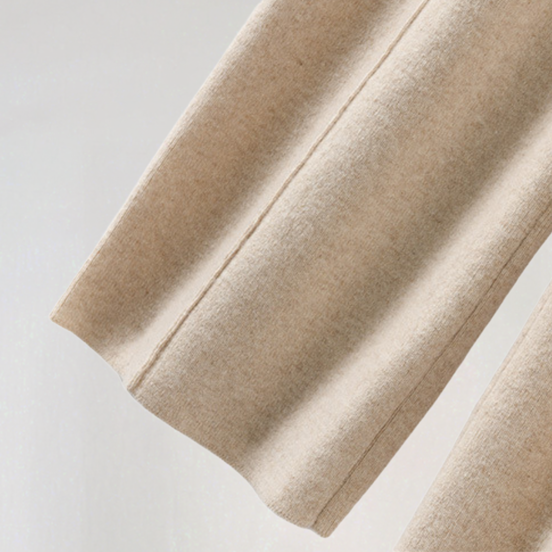 Women’s Cashmere Wide-Leg Knit Pants | High-Waist Lounge Trousers for Winter Comfort & Style