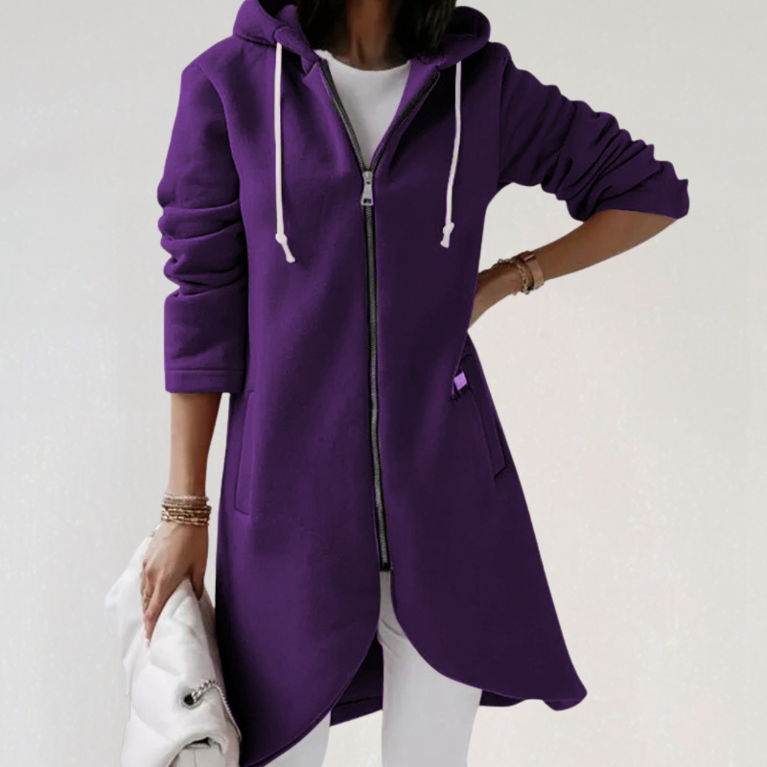 Longline Zip-Up Hoodie Jacket | Sleek Hooded Layering Piece
