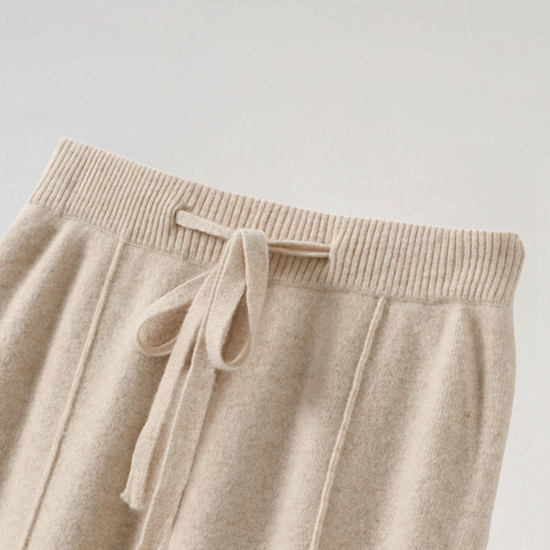 Women’s Cashmere Wide-Leg Knit Pants | High-Waist Lounge Trousers for Winter Comfort & Style