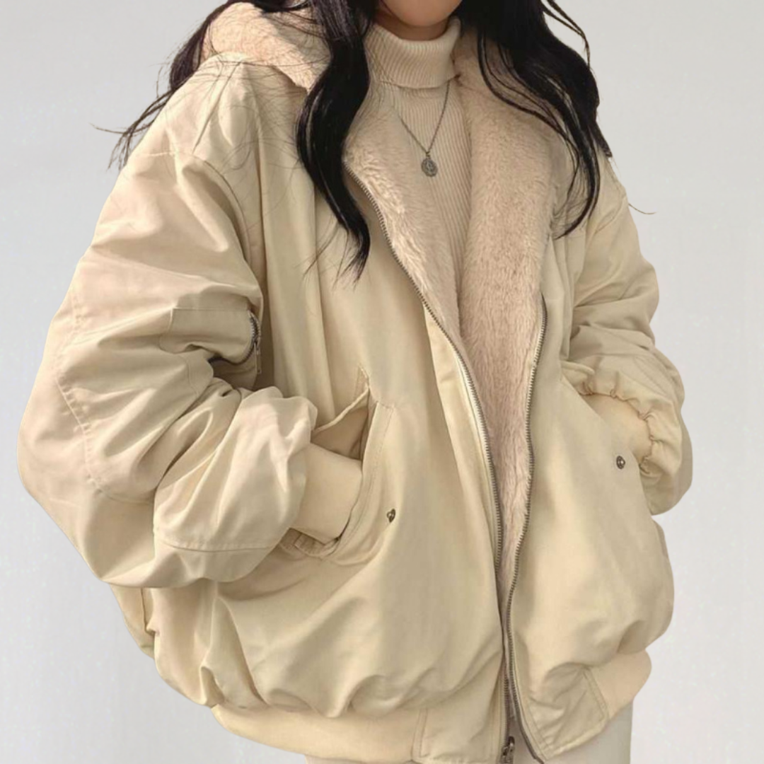 Reversible Teddy Fleece Bomber Jacket | Warm Coat With Hood