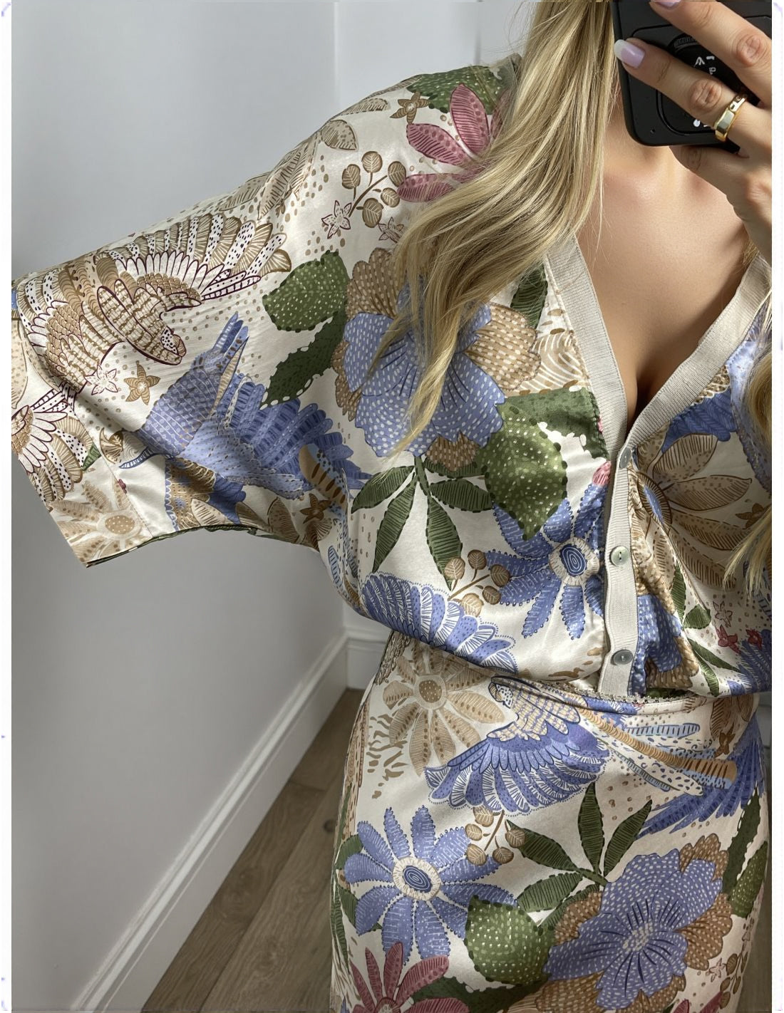 Satin Summer Set with Floral Print