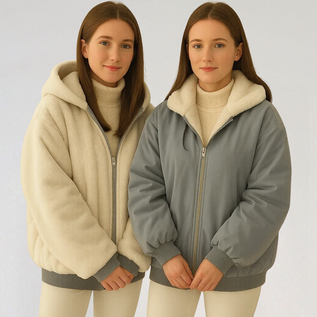 Reversible Teddy Fleece Bomber Jacket | Warm Coat With Hood