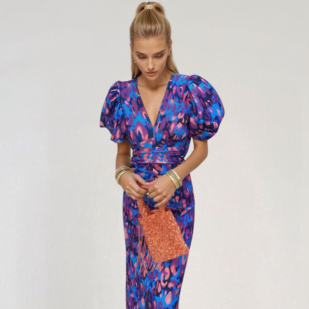 Printed Puff Sleeve Dress for Women