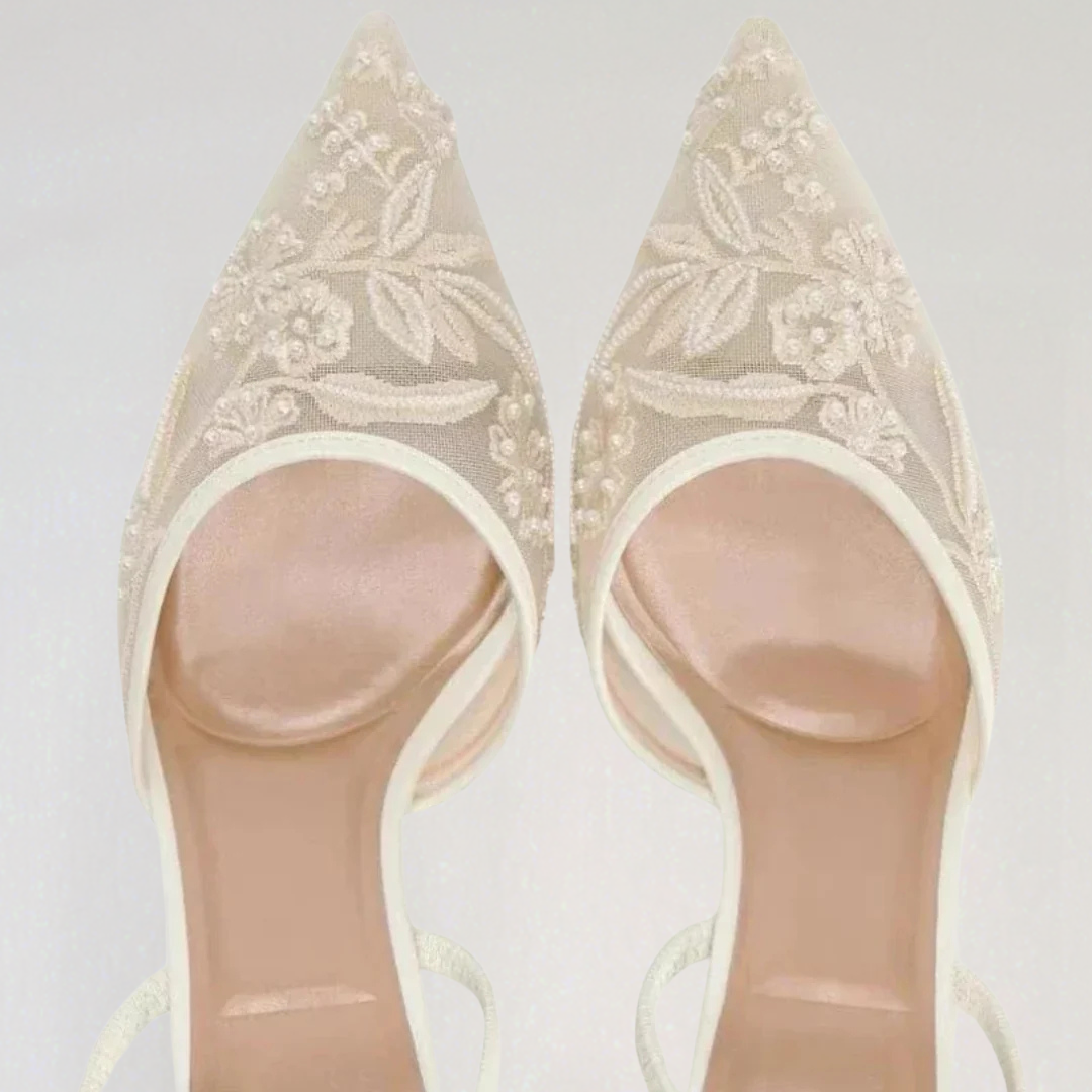 Elegant Embroidered Slingback Heels for Women