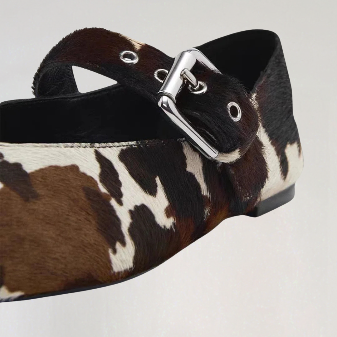 Cow Print Mary Jane Loafers
