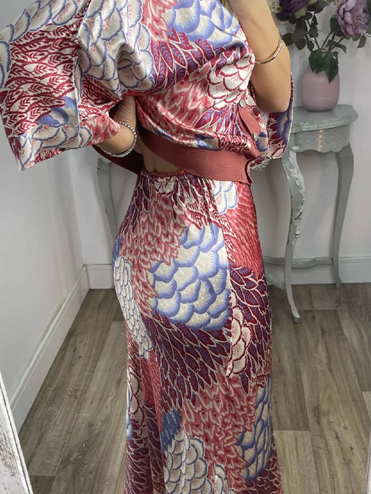 Satin Summer Set with Floral Print