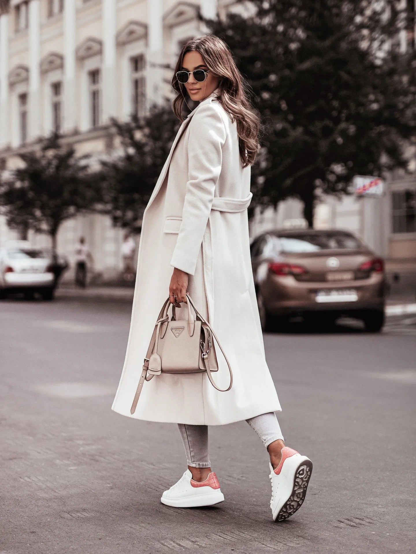 Wool Belted Long Coat for Women