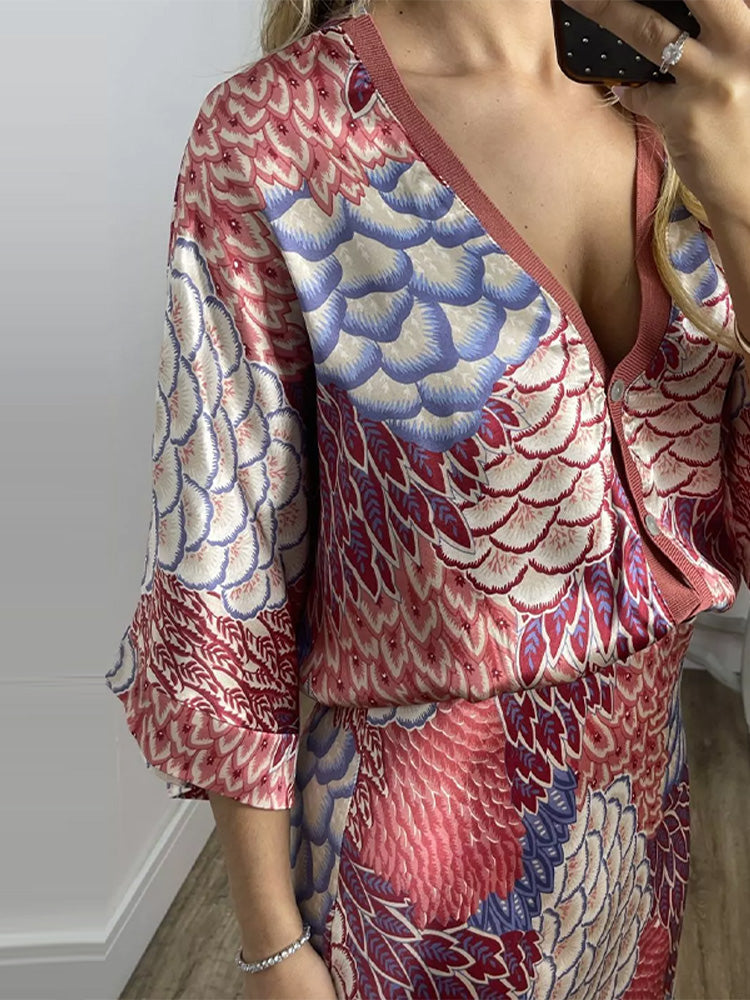 Satin Summer Set with Floral Print