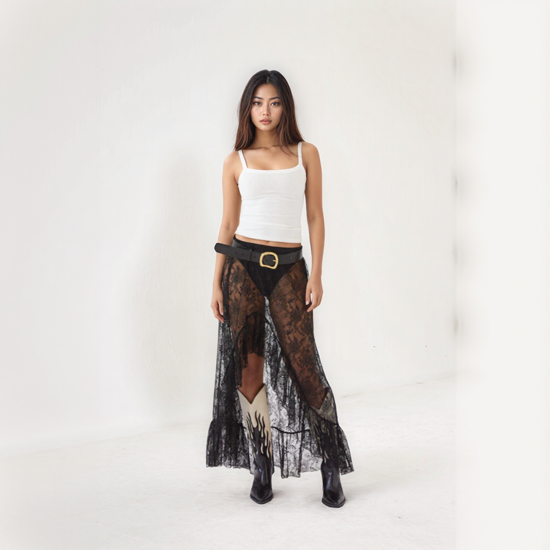 Transparant Lace Maxi Skirt