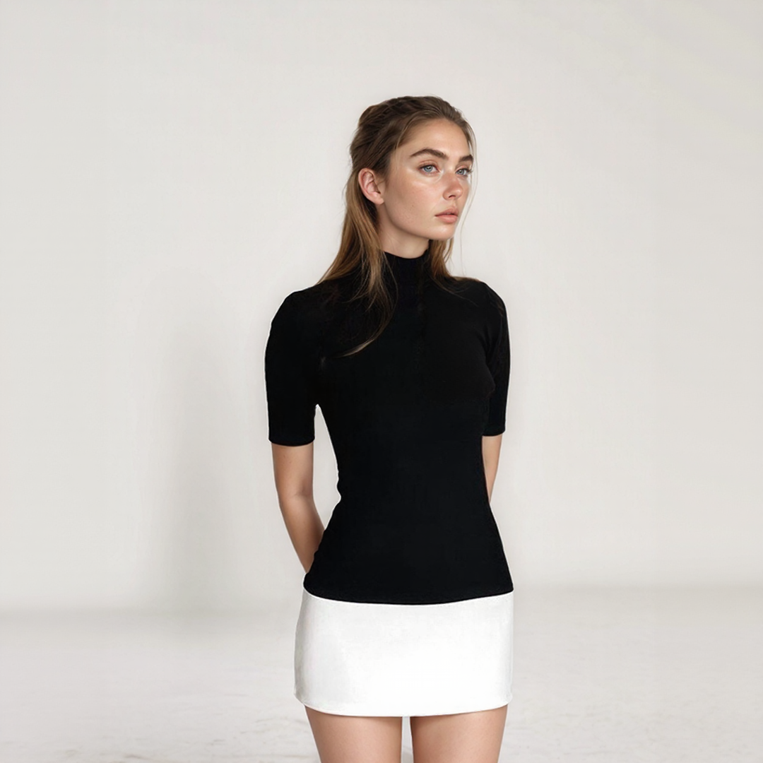 Chic Black & White Mini Dress