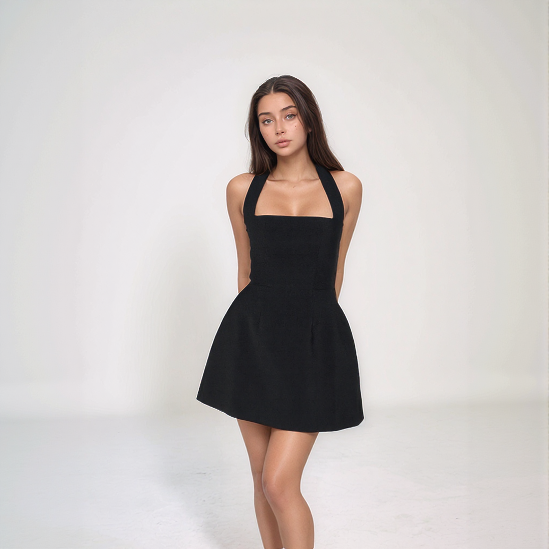 Elegant Halter Neck A-Line Mini Dress