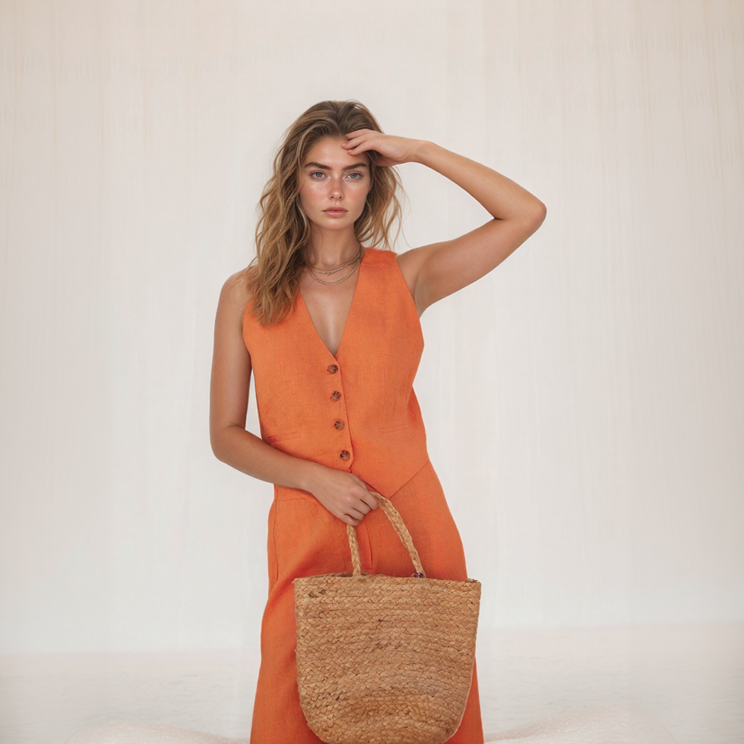 Sleeveless Linen Summer Two Piece Set