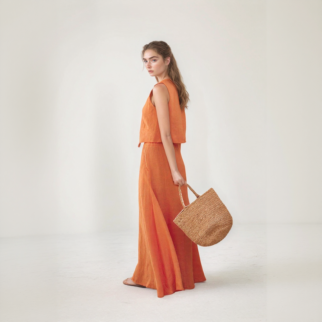Sleeveless Linen Summer Two Piece Set