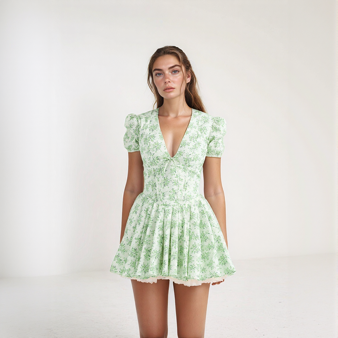 Floral Puff Sleeve Mini Dress