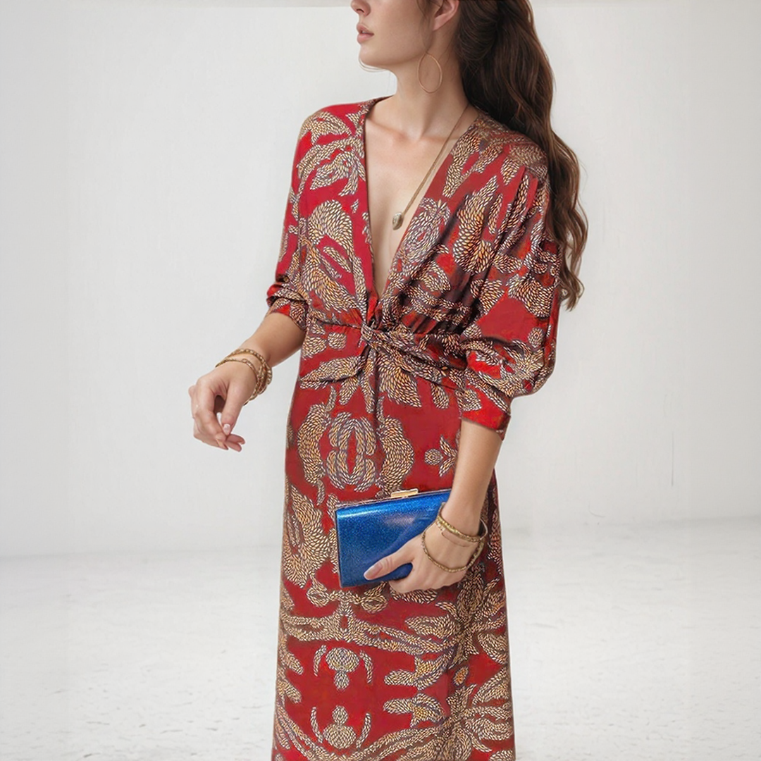 Boho Chic Printed Midi Dress