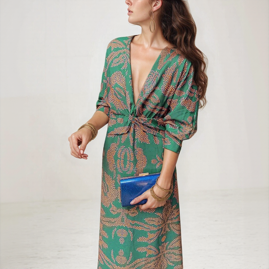 Boho Chic Printed Midi Dress
