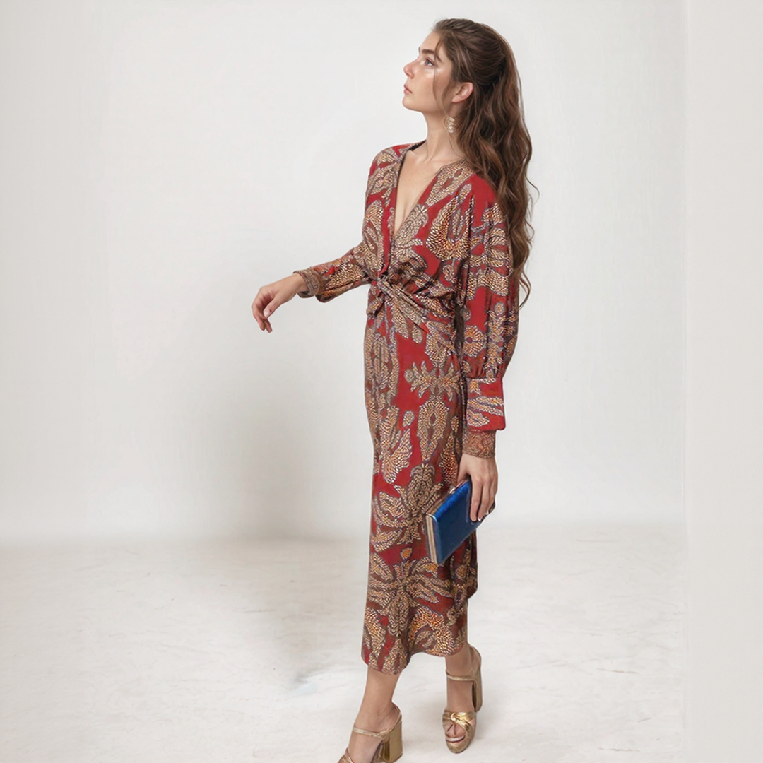 Boho Chic Printed Midi Dress