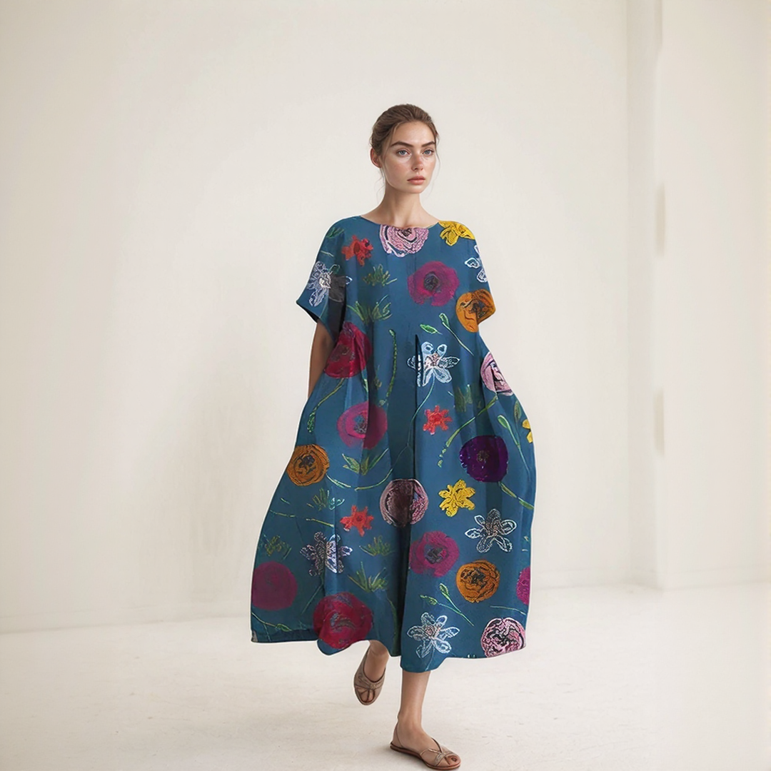 Loose-Fit Printed Maxi Dress