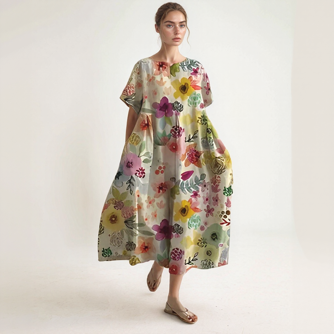 Loose-Fit Printed Maxi Dress