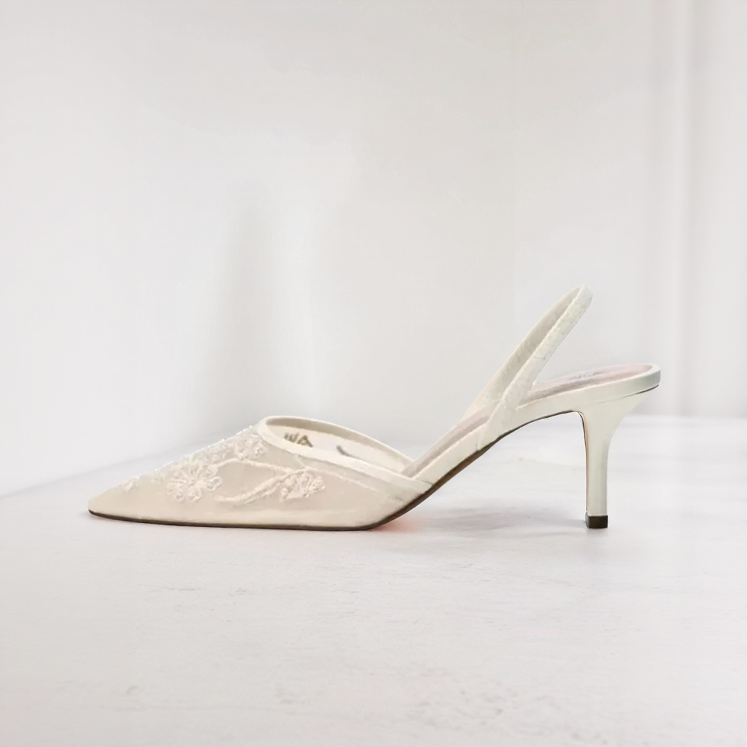 Elegant Embroidered Slingback Heels for Women