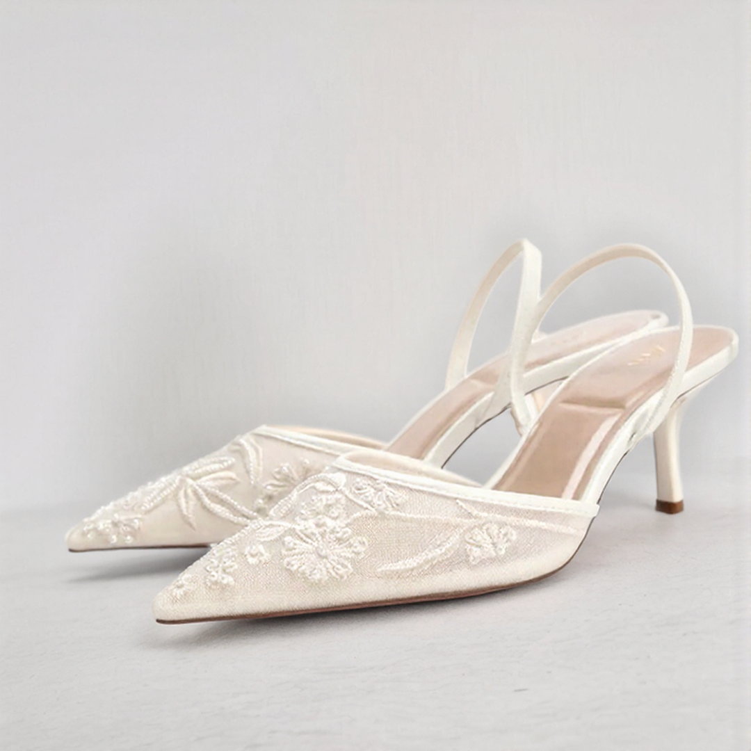 Elegant Embroidered Slingback Heels for Women