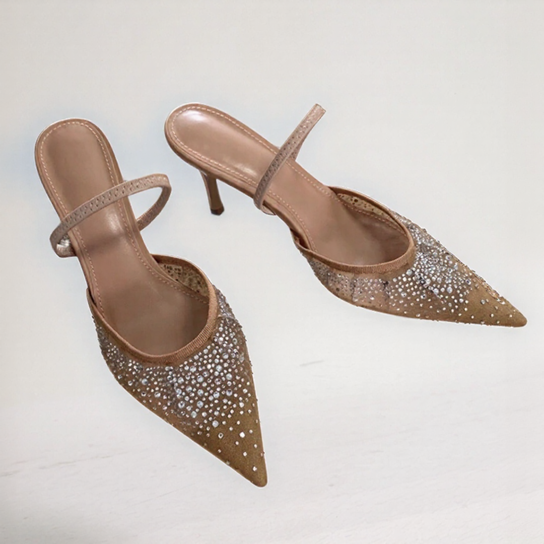 Sparkly Pointed Toe Slingback Heels for Women