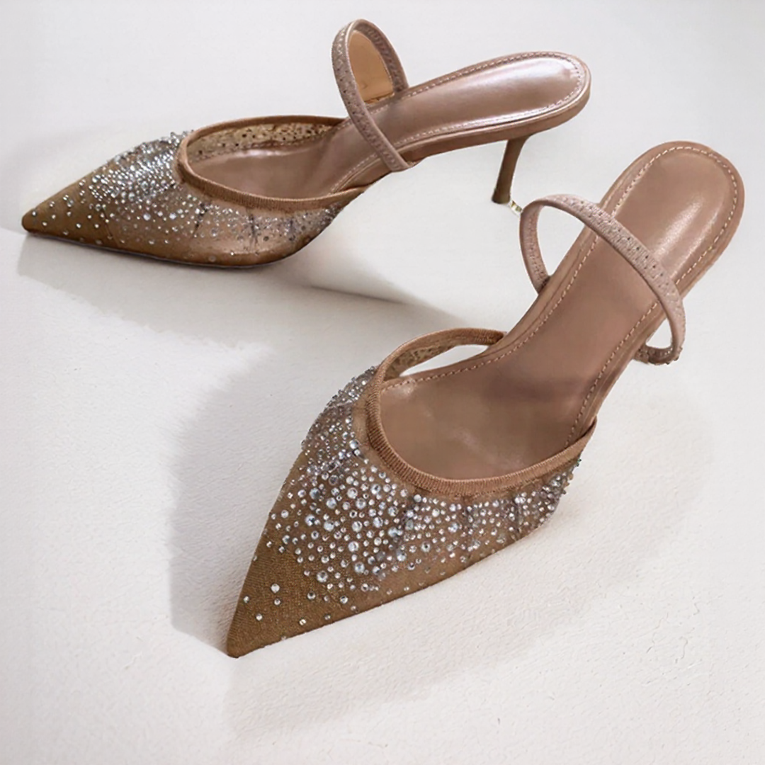 Sparkly Pointed Toe Slingback Heels for Women