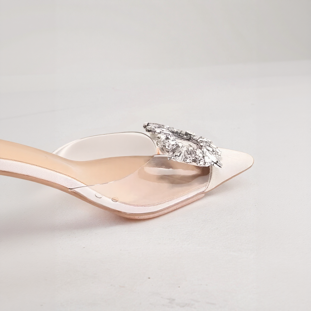 Crystal Buckle Slingback Heels