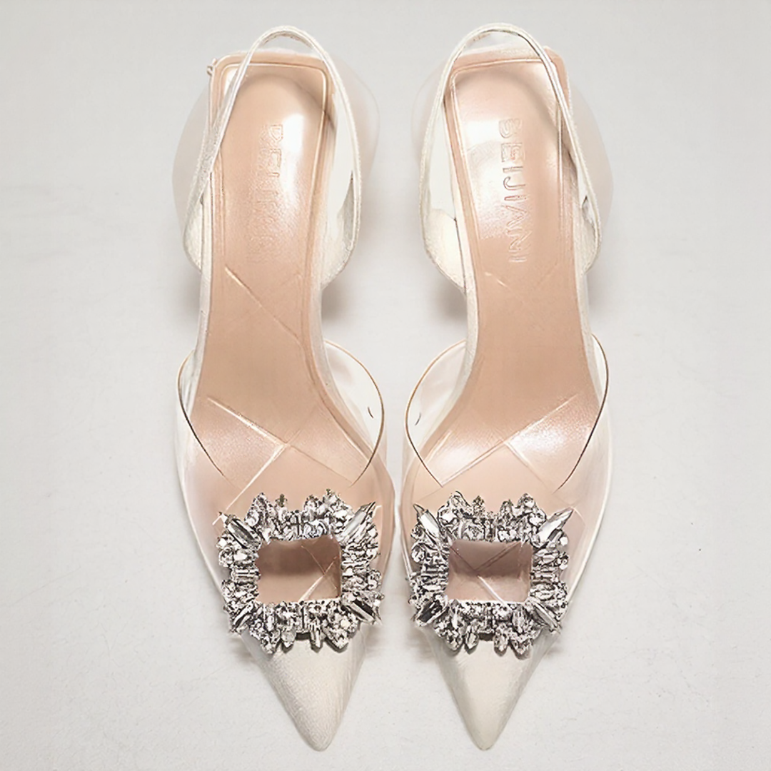 Crystal Buckle Slingback Heels