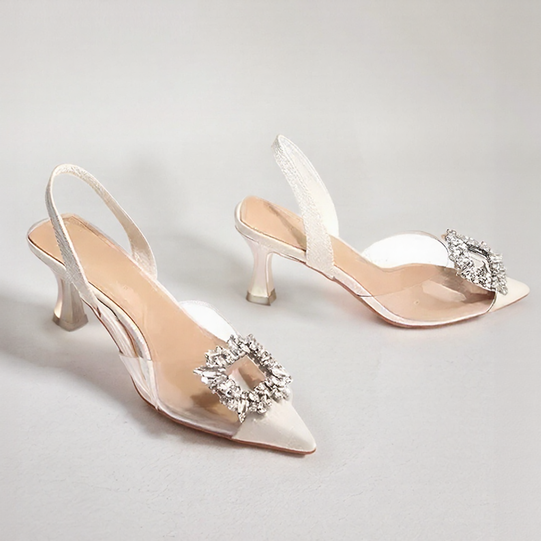 Crystal Buckle Slingback Heels