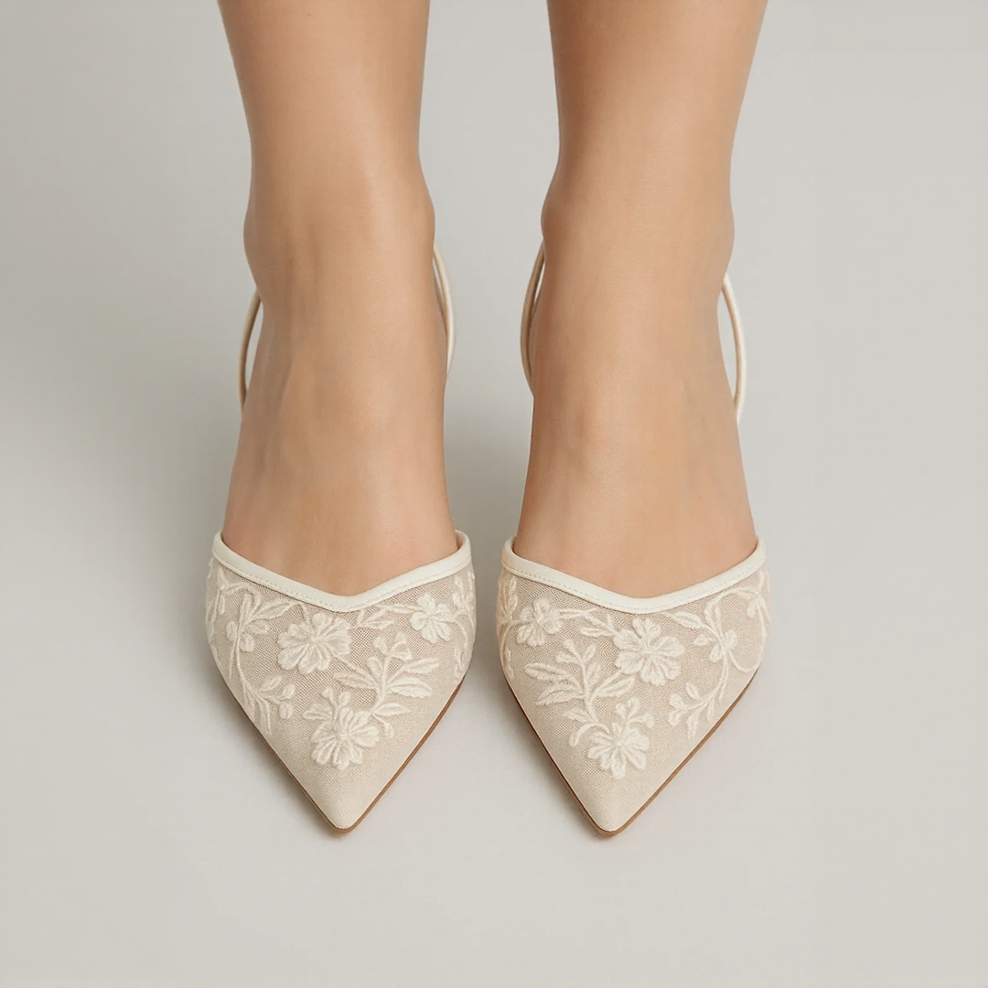 Elegant Embroidered Slingback Heels for Women