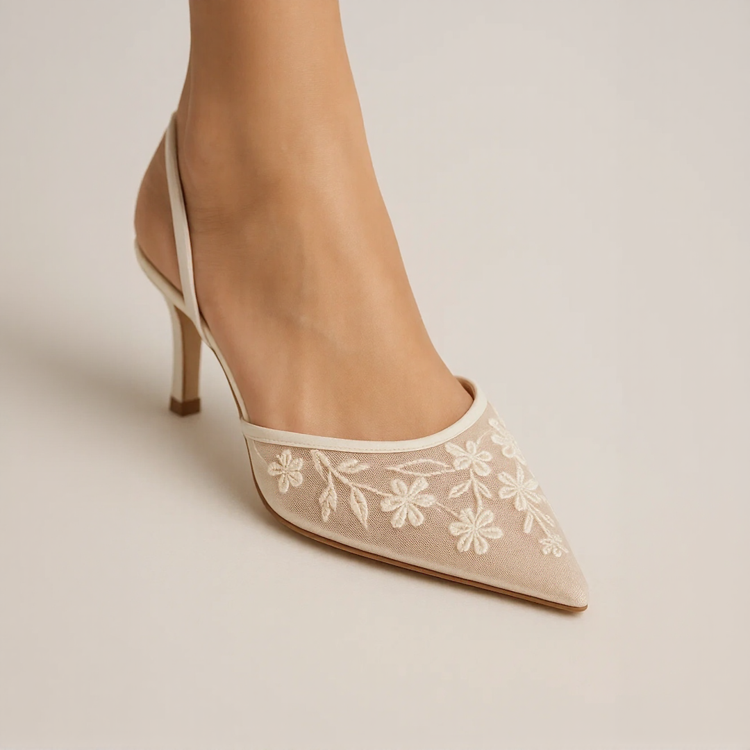 Elegant Embroidered Slingback Heels for Women