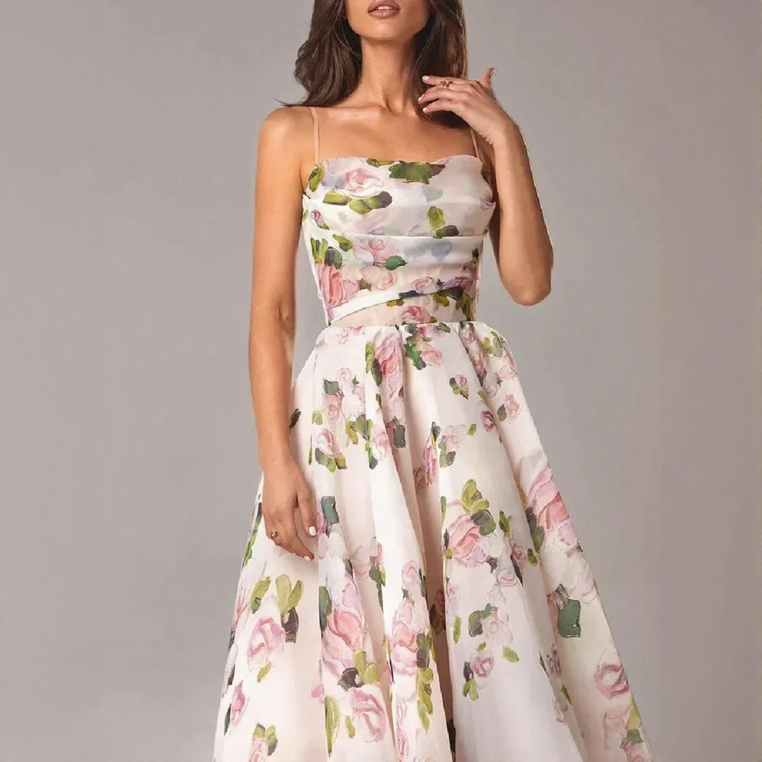 Elegant A-Line Summer Dress with Spaghetti Straps