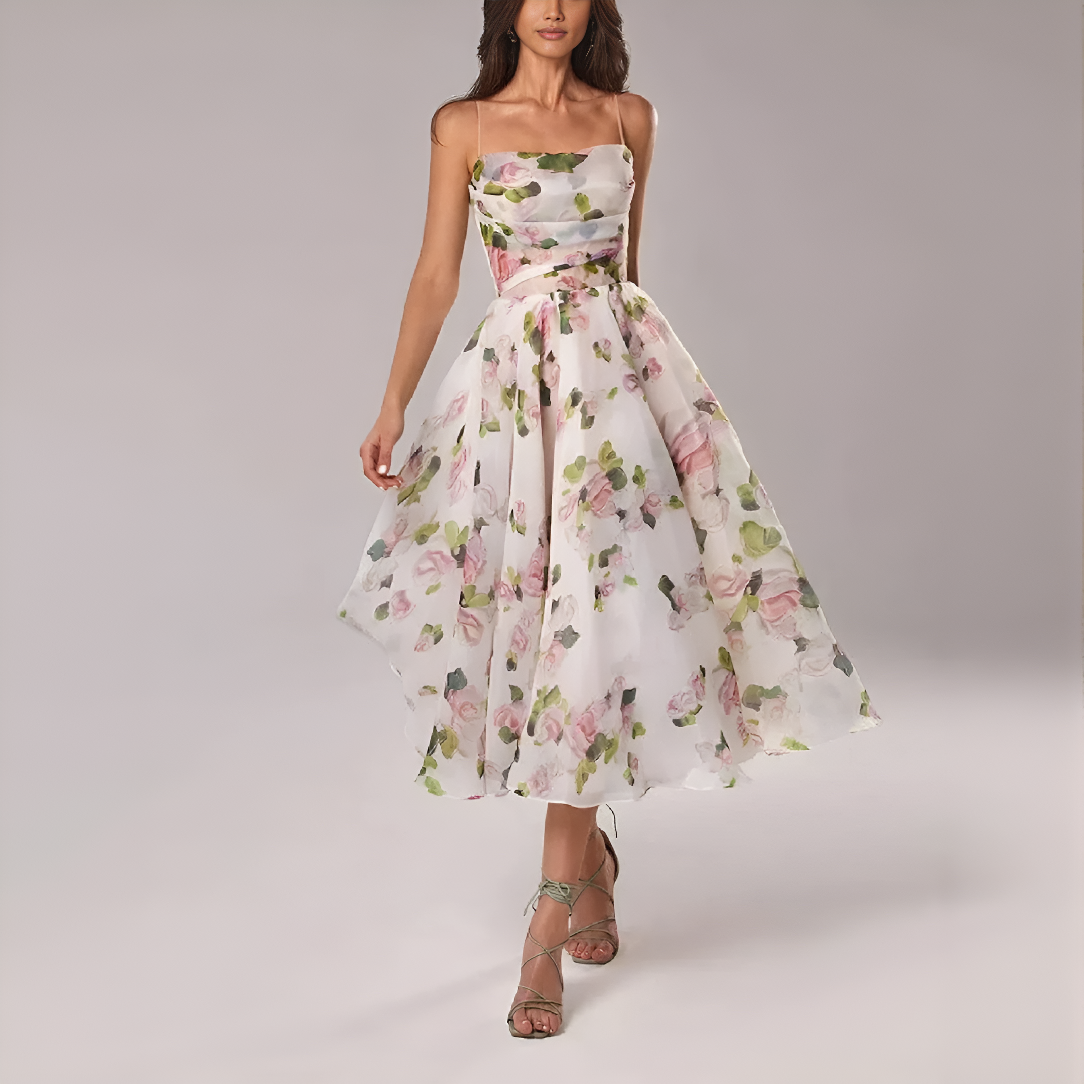 Elegant A-Line Summer Dress with Spaghetti Straps