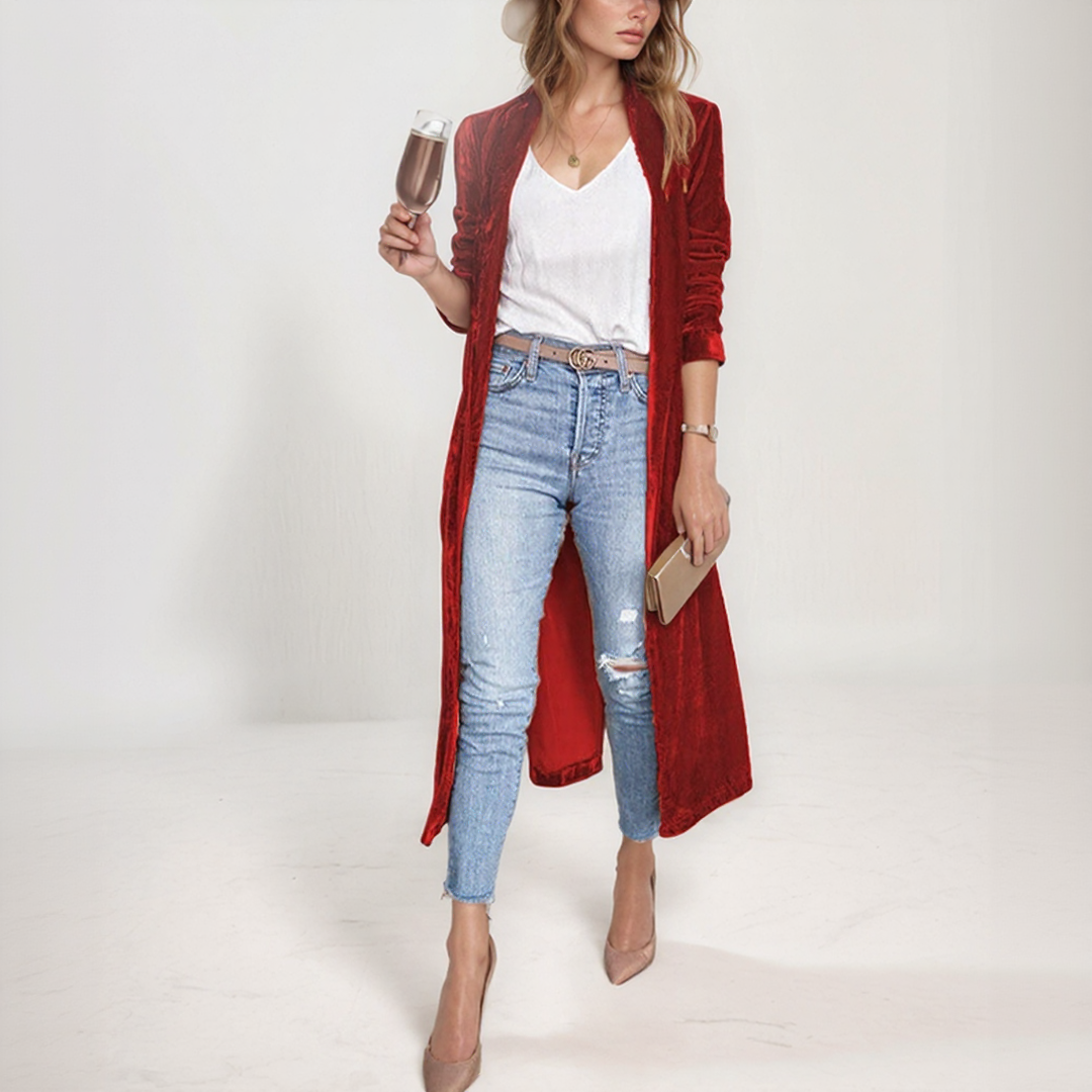 Women’s Long Velvet Duster Cardigan