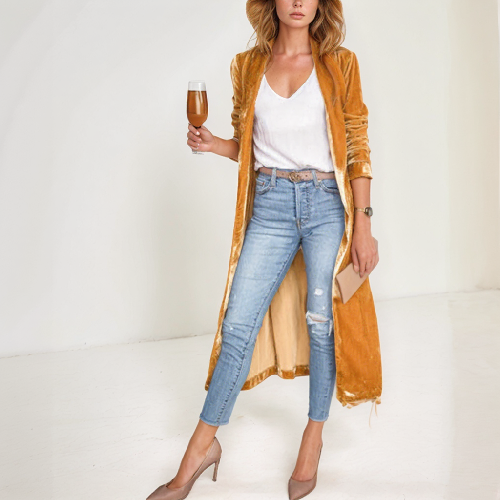 Women’s Long Velvet Duster Cardigan