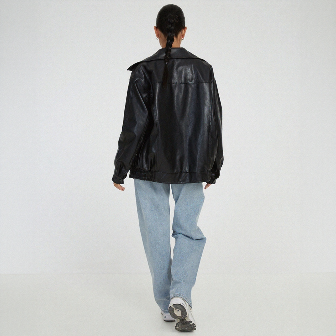 Elegant Loose fit Leather Jacket for Women